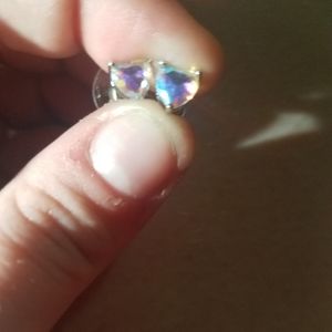 Earrings clear heart small